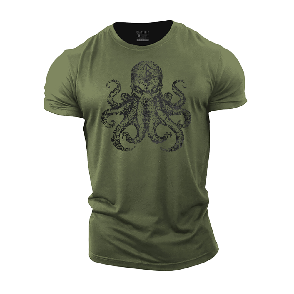Viking Rune Octopus Cotton T-Shirt