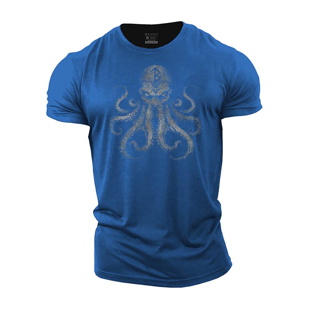 Viking Rune Octopus Cotton T-Shirt