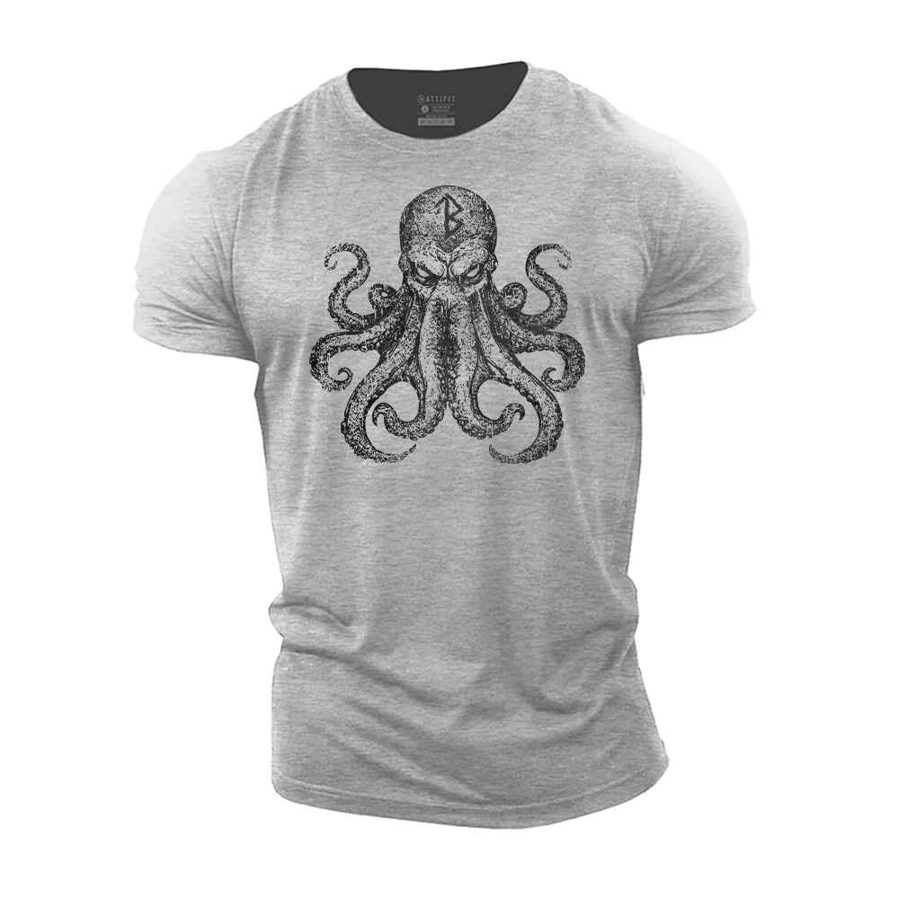 Viking Rune Octopus Cotton T-Shirt