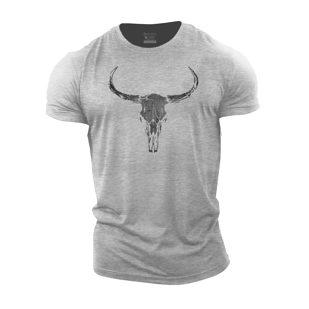Dark Bull Skull Cotton T-Shirt