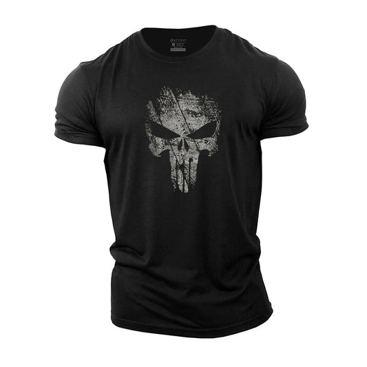 Broken Punisher Skull Cotton T-Shirt