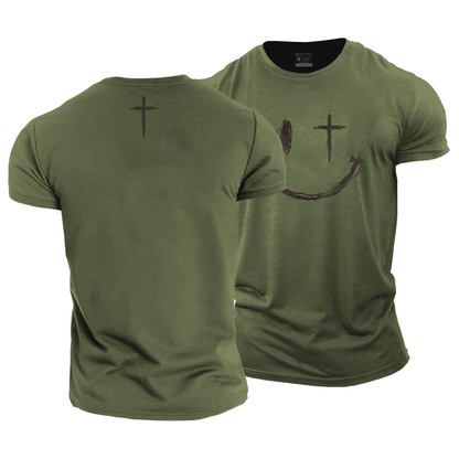 Cross Smiley Face Cotton T-Shirt