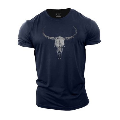 Dark Bull Skull Cotton T-Shirt